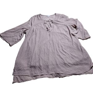 DR2 Women's Mauve Sheer w/Lining  3/4 Sleeves Peasant Top Size 2X
